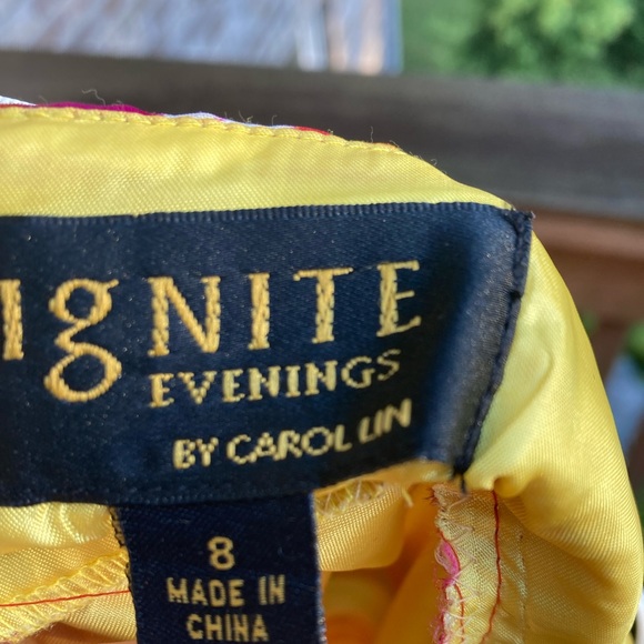 Watercolor Rainbow Rhinestone Halter Prom Dress - Picture 12 of 12